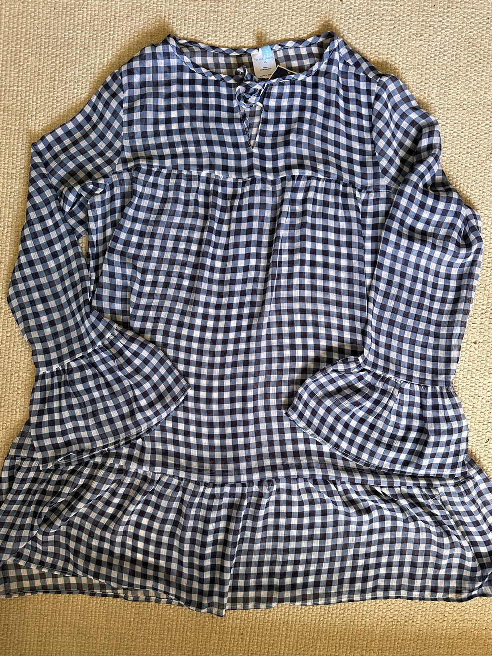 NWT Draper James sheer gingham swim cover up, M